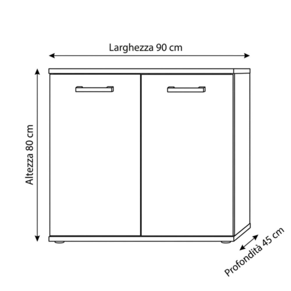Mobile multiuso 90x45x80 ingresso e ufficio Mini Viareggio colore noce naturale