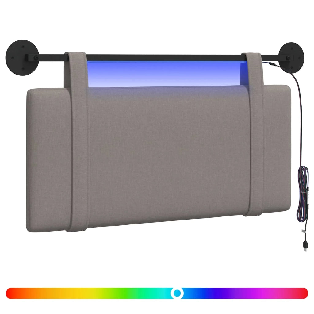 Testiera | Testata sospesa Con luce LED Tortora Tessuto