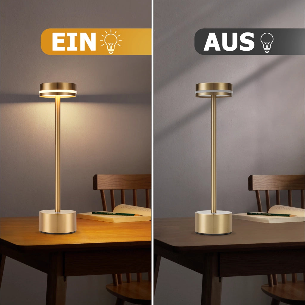 ZMH Lampada da tavolo LED oro touch dimmerabile USB C H31.5cm per comodino camera letto