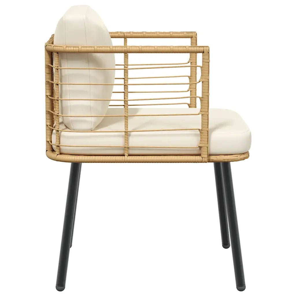 Sedia da Giardino con Cuscini Naturale in Polyrattan 4108260