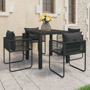 Set da Pranzo da Giardino 5 pz in Rattan PVC Nero 3060101