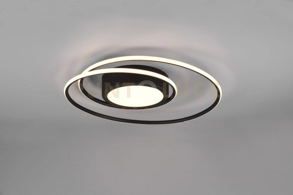 YAVA PLAFONIERA LED 56W 6800lm, 2700 - 6000K NERA TONDA CON TELECOMANDO MULTIFUNZIONE D.60CM  DIMMERABILE