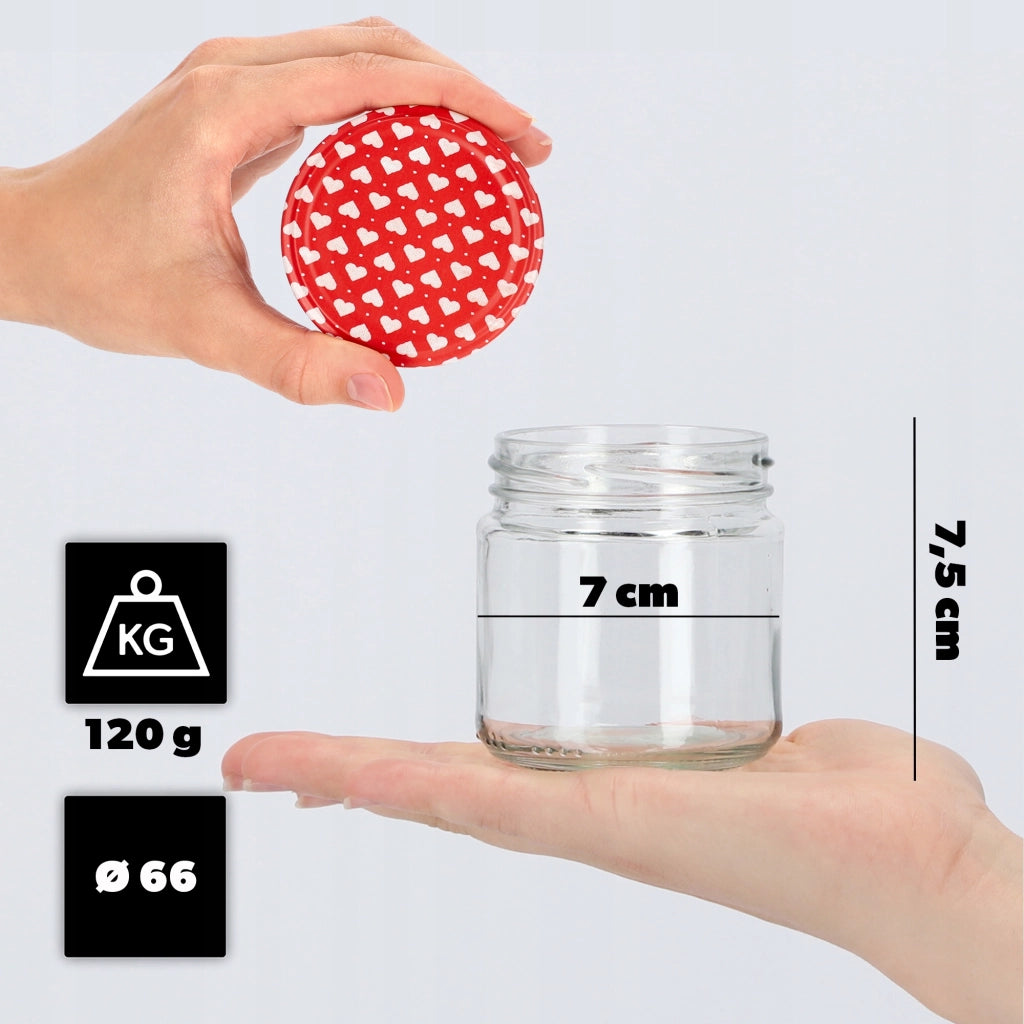 Barattoli per conserve KADAX Lerma 200 ml 10 pezzi 66 mm + coperchi "Cuori"