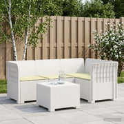 Divano da giardino 4 posti con cuscini aspetto rattan PP Bianco 3444006
