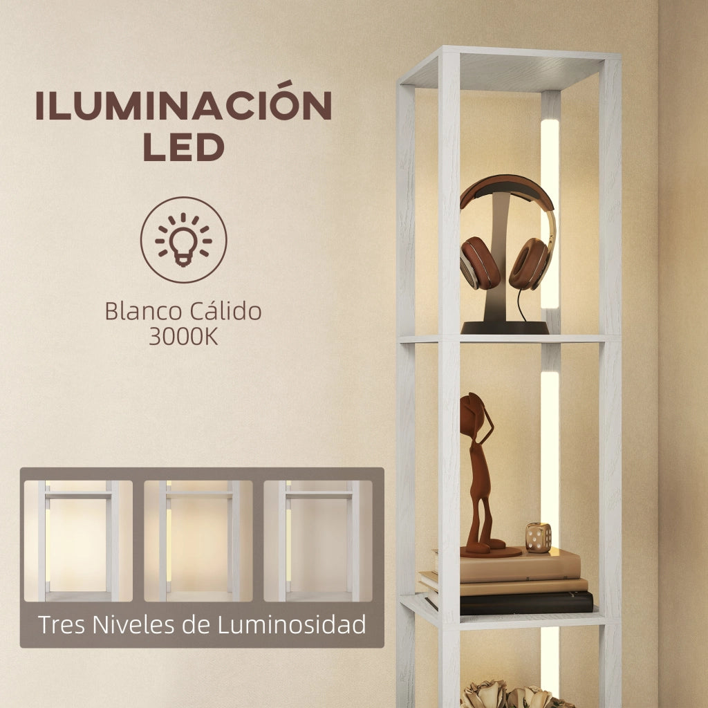 Lampada da Terra Moderna con Ripiani e Cassetto ¨C Minimal ¨C Bianco 30x30x150