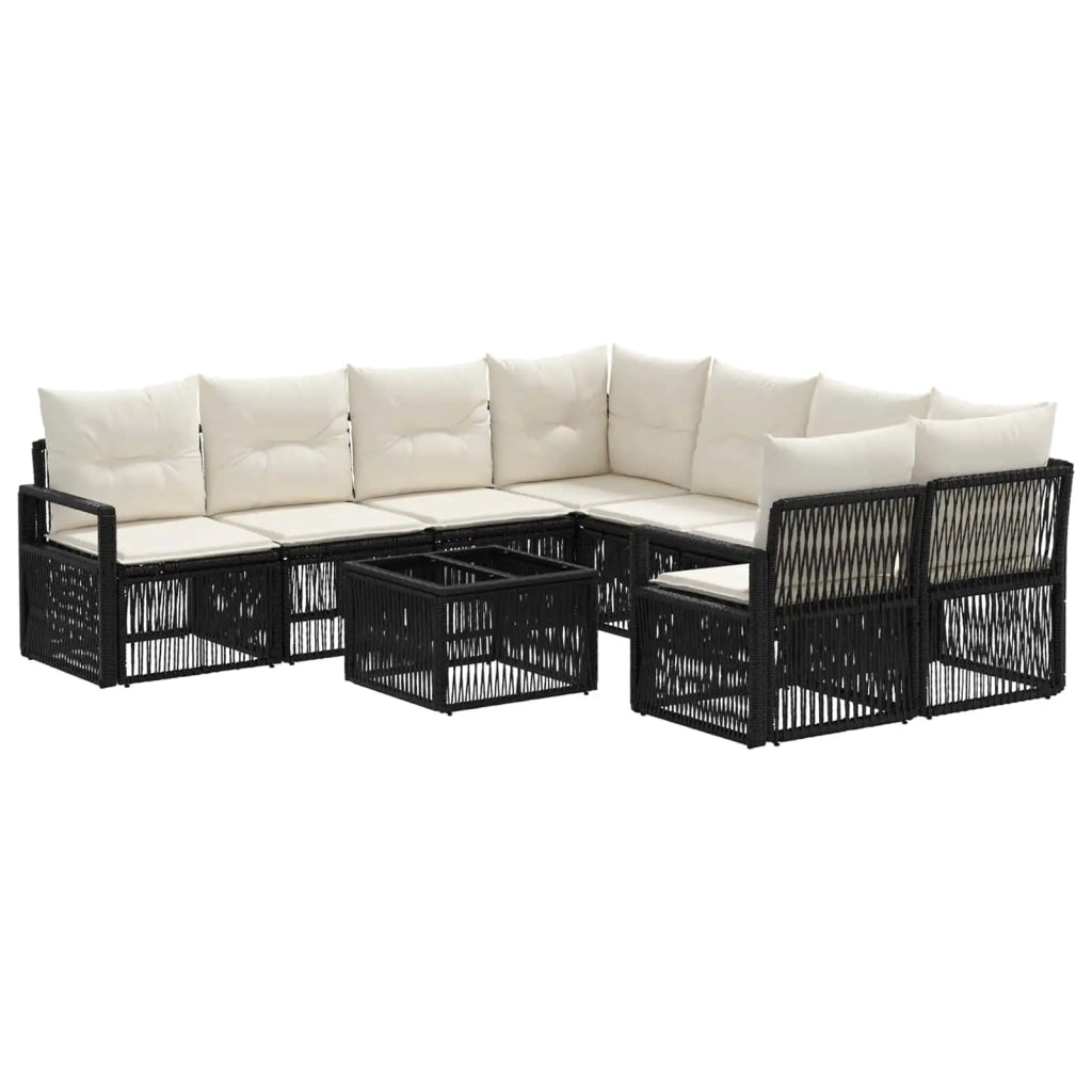 Set Divano da Giardino 9 pz Nero polyrattan 3435658