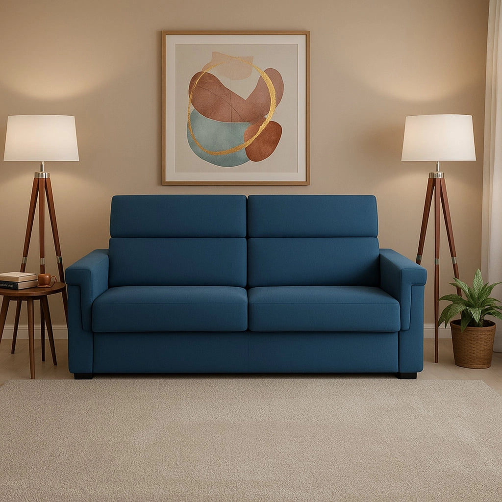 Tenna, Divano Letto 2 Posti Sfoderabile Made in Italy, 185x95 cm blu