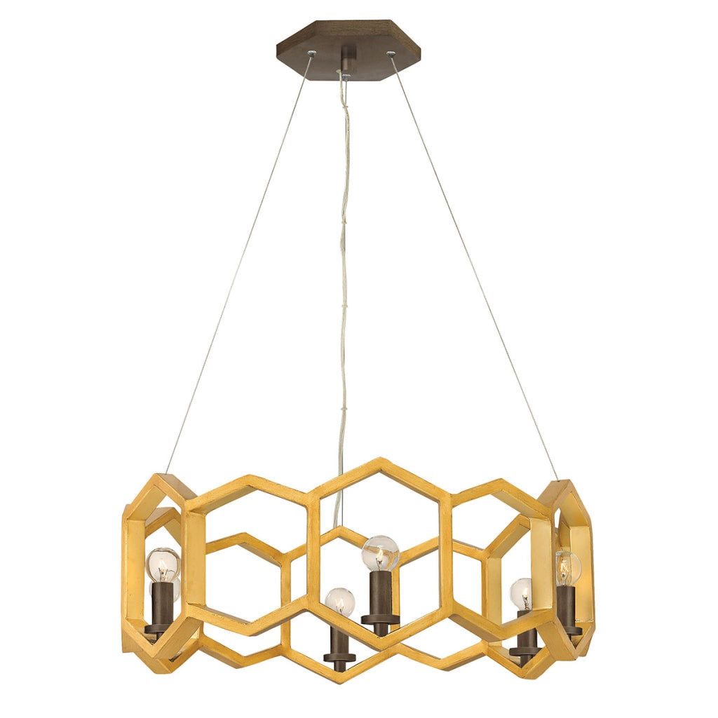 Lampadario Moxie nido d'ape oro caldo 6xE14 Hinkley