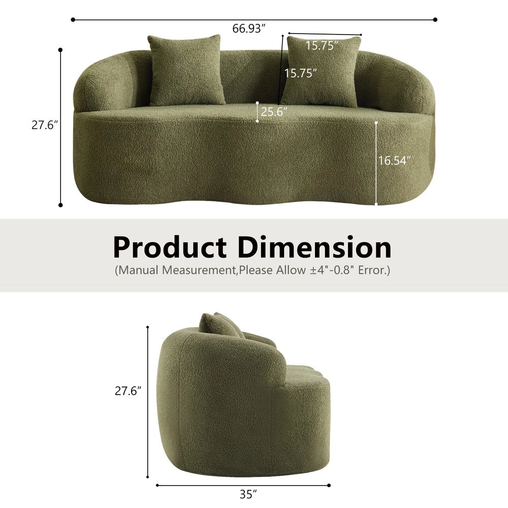 Divano 2 Posti Curvo con Cuscini ¨C Xylo ¨C Verde, Beige, Senza Montaggio