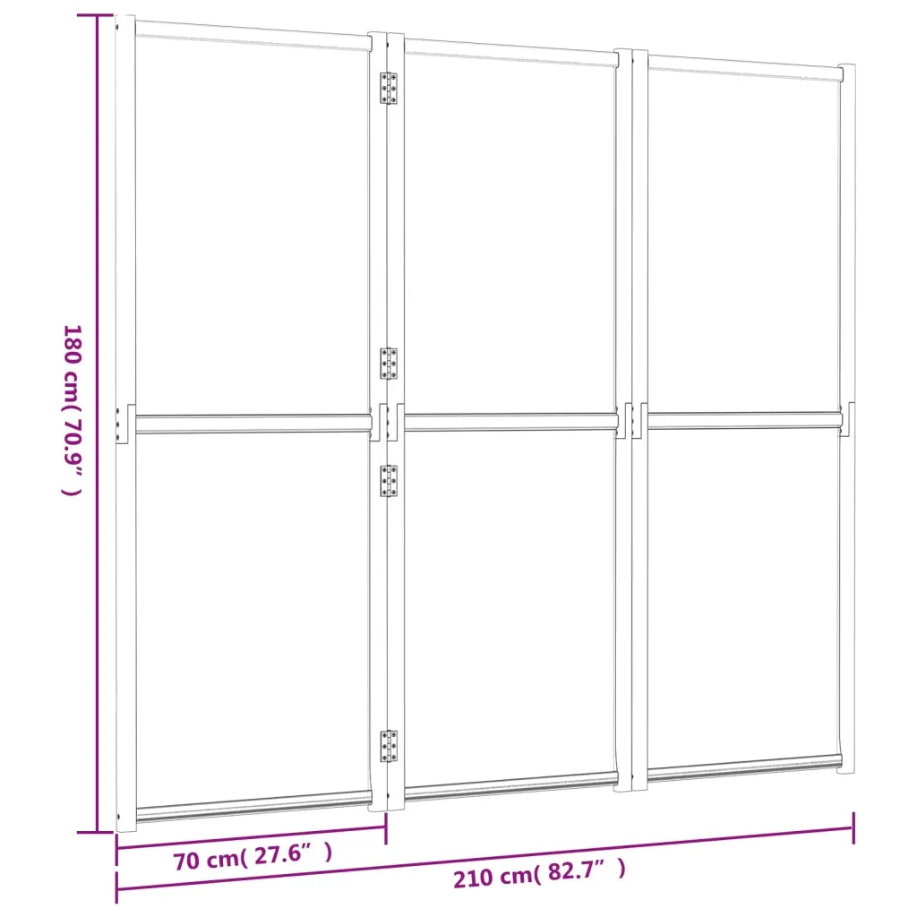 Divisorio Ambienti | Divider per stanze | Paravento a 3 Pannelli Nero 210x180 cm