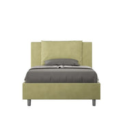 Letto una piazza e mezza con rete imbottito 120x190 microfibra tè verde Antea