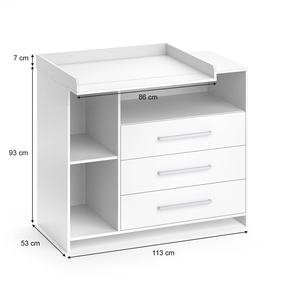 Vicco Fasciatoio Bianco 113 x 100 cm con cassetti