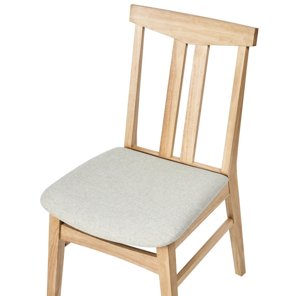 Set di 2 sedie da pranzo in tessuto beige con struttura in legno chiaro tradizionali retrò senza braccioli