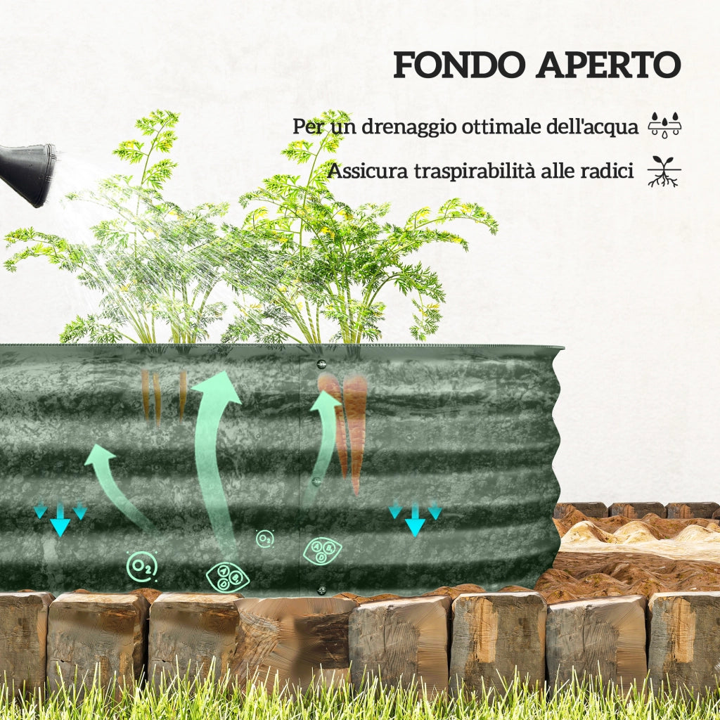 Letto Rialzato Modulare per Orto ¨C Xylo ¨C Acciaio Galvanizzato Verde 150x62x30cm