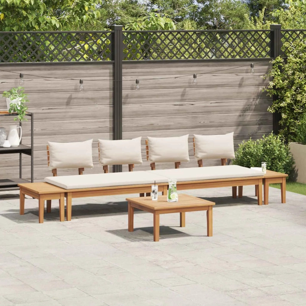 Set Divano da Giardino 5 pcs Marrone e Crema