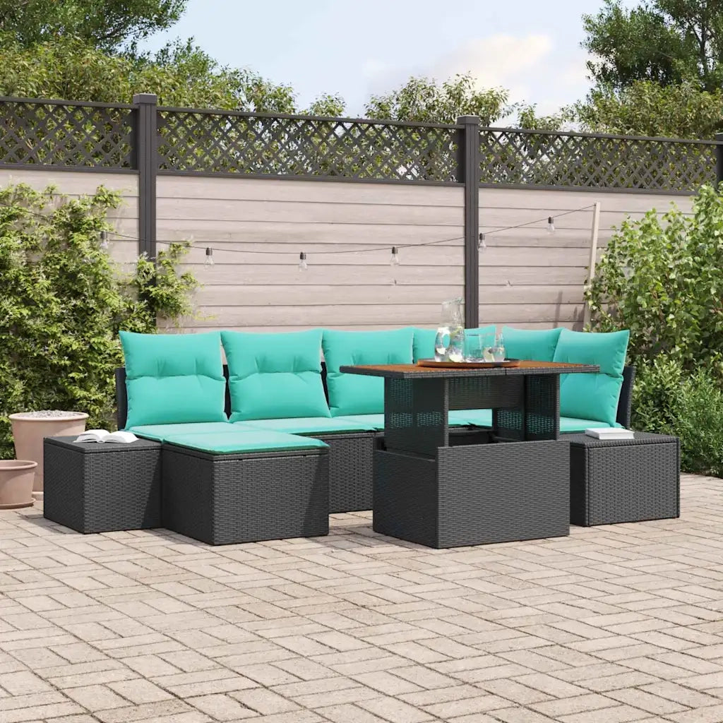 Set da Pranzo per Giardino 7 pz Nero e Verde acqua 3349990