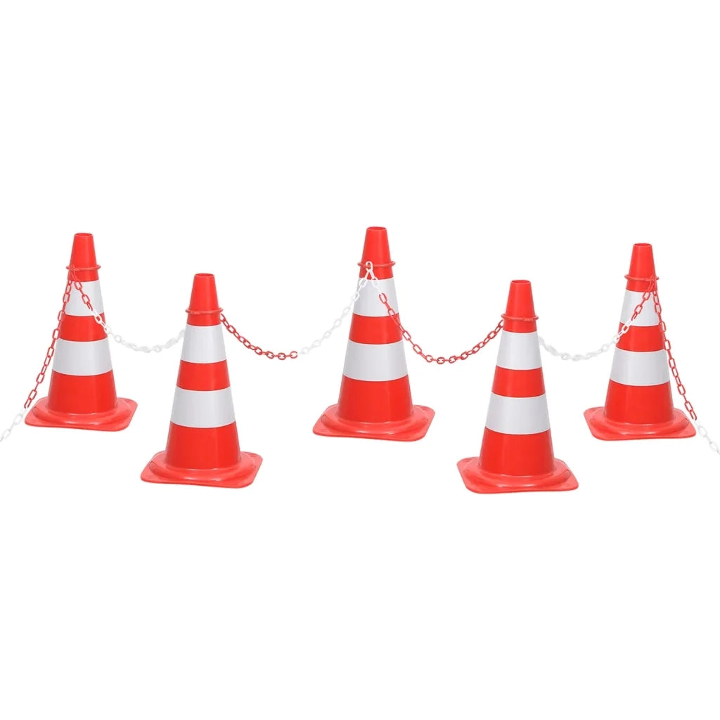 Set Segnaletica Coni Stradali e Catena da 10 m Rosso Bianco cod mxl 62796