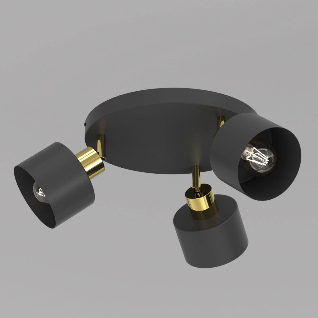 Lampada da soffitto Parkla 3xE27 nera/oro in metallo