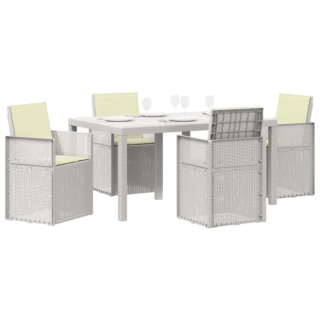 Set da Pranzo per Giardino con cuscino 5 pcs Bianco e Crema PP