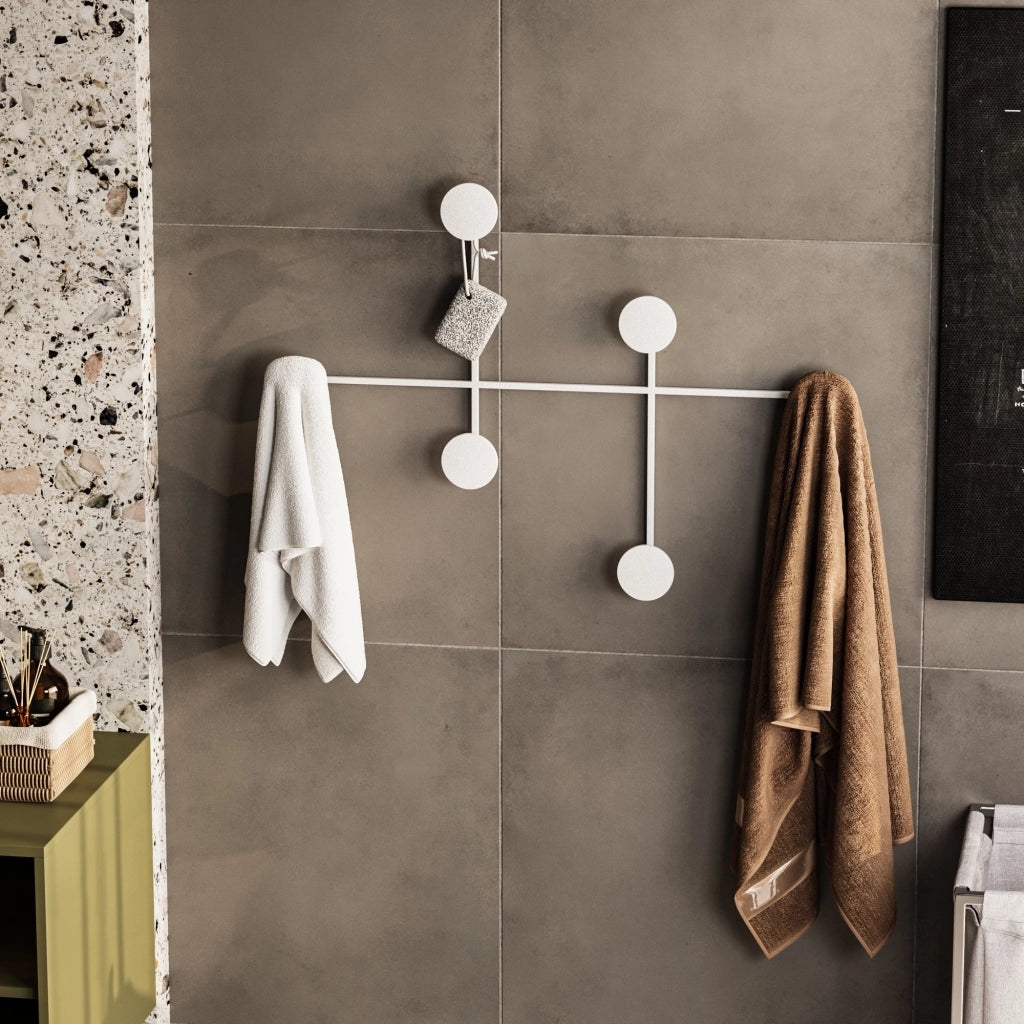Gancio da parete in metallo "Dama" - 82 x 10 x 60 cm - Bianco