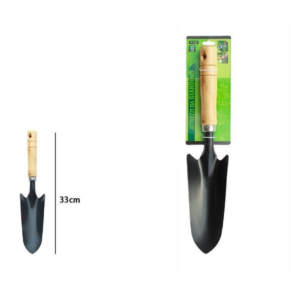 Trade Shop - Pala Paletta Terra Attrezzo Da Giardinaggio Giardino Manico In Legno 33 Cm 59690 -