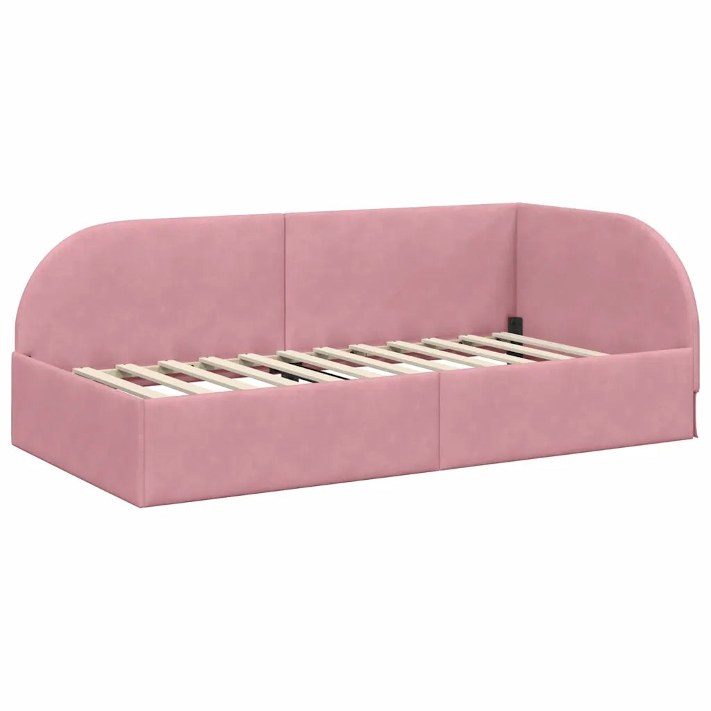 Cornice del letto ad angolo Rosa 90 cm x 200 cm Velluto 42016649