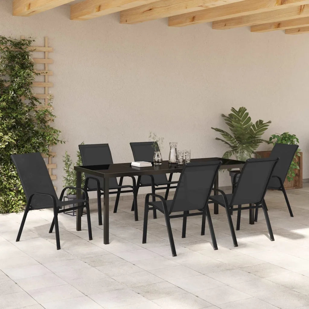 Set da Pranzo per Giardino 7 pcs Nero 3379119