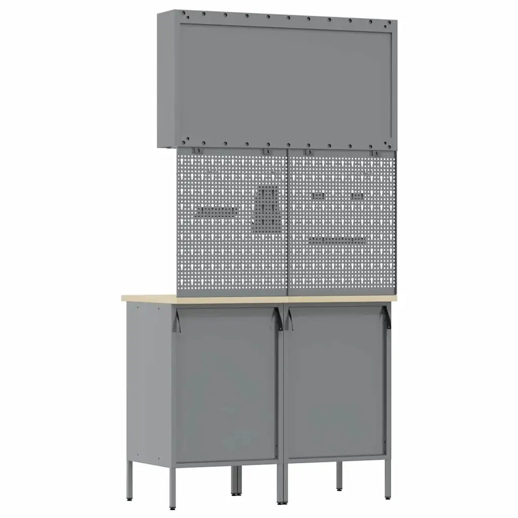 Mobile da lavoro 5 pcs Rosso Legno ingegnerizzato e acciaio 3321425