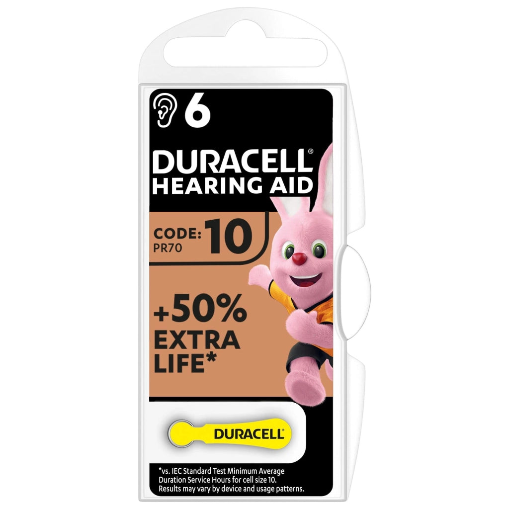 PILA PER APPARECCHI ACUSTICI 'EASY TAB 10' Blister 6 pezzi - Col. Giallo - 10 confezioni- DURACELL