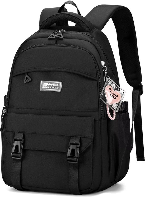 Zaino per Scuola per Ragazzi e Ragazze Nero, Impermeabile, Borsa da Scuola per Viaggi Causal
