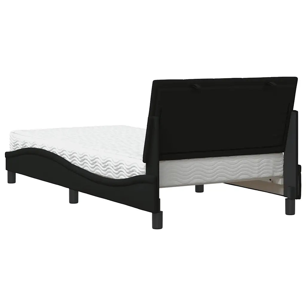 Letto con Materasso Hanko Nero 100x200 cm in Tessuto 3310512