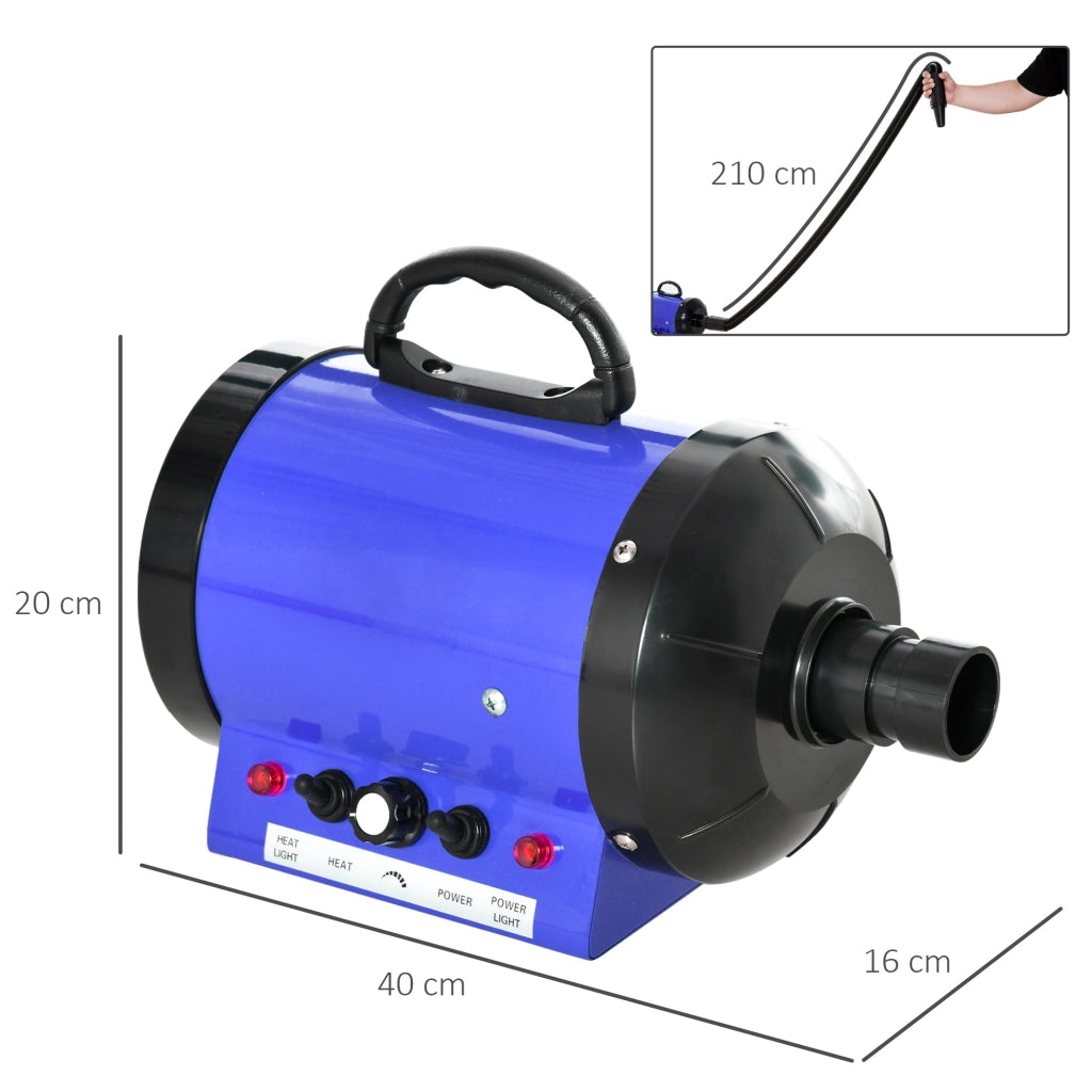 Asciugatore per Cani e Gatti Professionale ¨C Zephmum ¨C 2800W, Blu, con 3 Buse