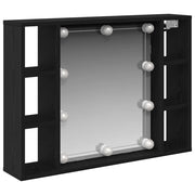 Mobiletto per specchio con specchio-Armadietto a Specchio Rovere Nero 76 x 15 x 55 cm