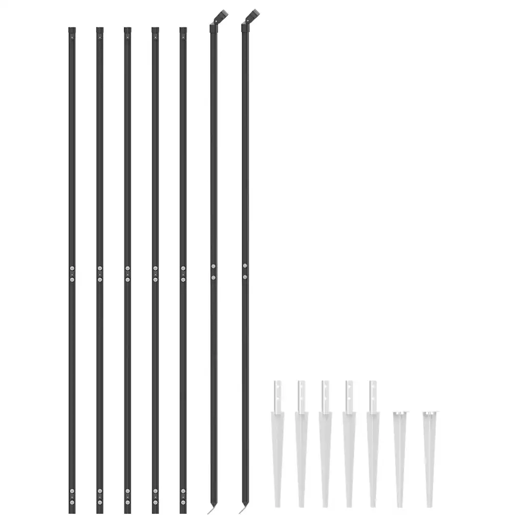 Recinzione da Giardino | Recinzione Metallica con Picchetti Ancoraggio Antracite 1,6x10m