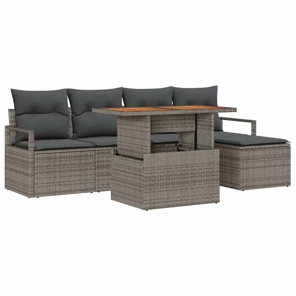 Set Divano da Giardino 6 pcs Grigio Poly Rattan 3358435