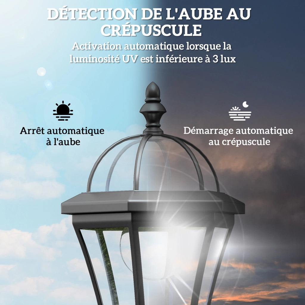 Lampione Solare da Giardino - Xylo - Set 2 Pezzi LED 6000K Nero IP44