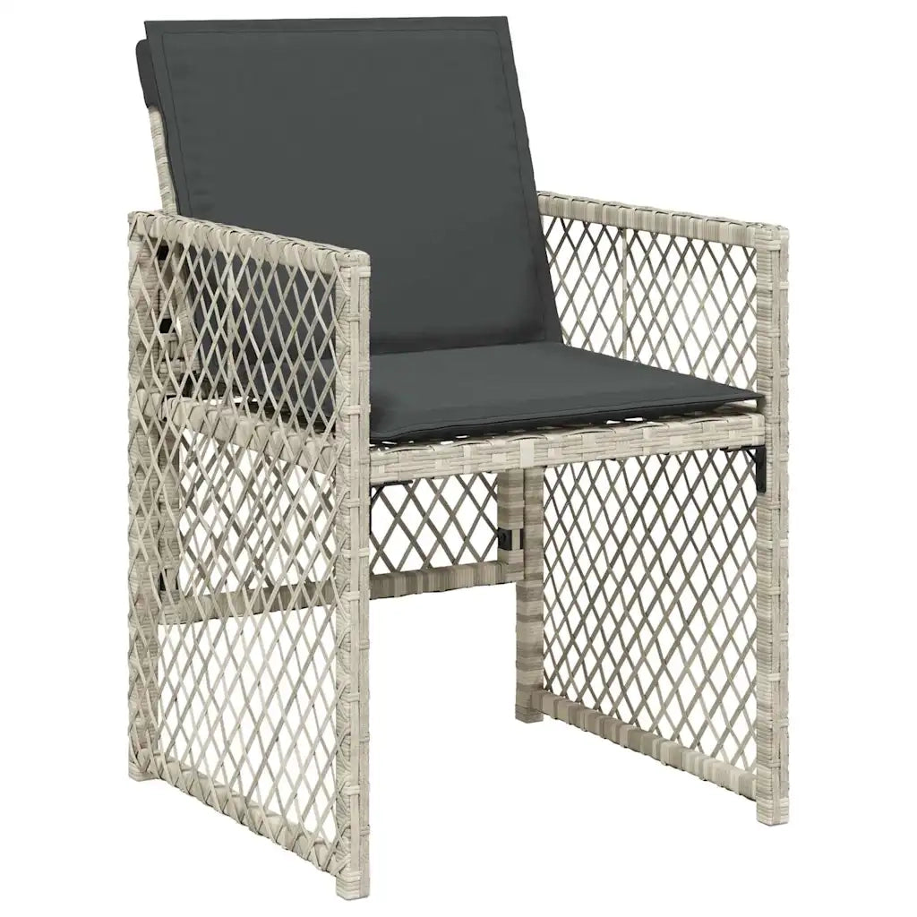 Set Pranzo da Giardino 9pz con Cuscini Grigio Chiaro Polyrattan 3210779