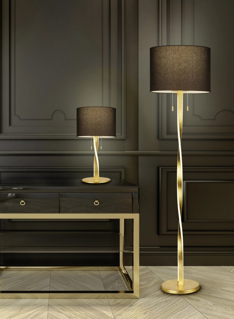 Lampada da tavolo LED 2 luci, metallo, oro, 30x62x30 cm, Nandor