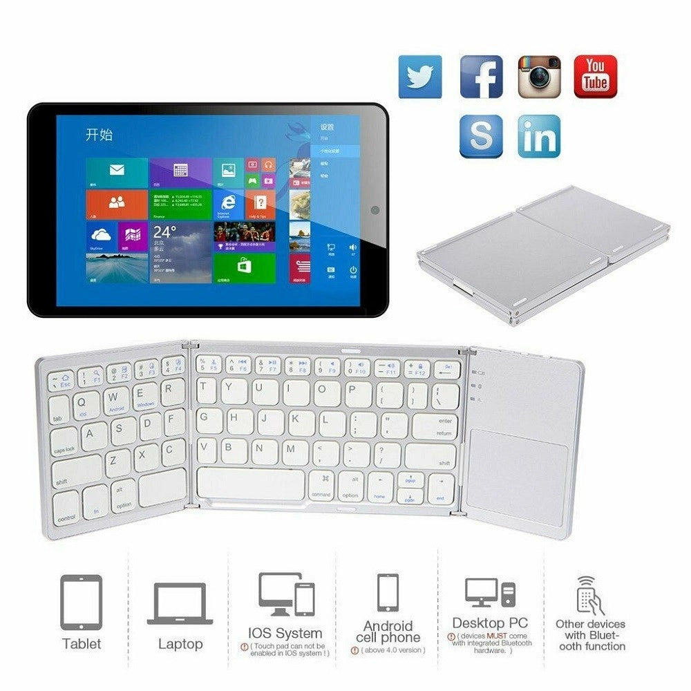 Trade Shop - Mini Tastiera Bluetooth Pieghevole Wireless Ios/android/windows Touchpad -