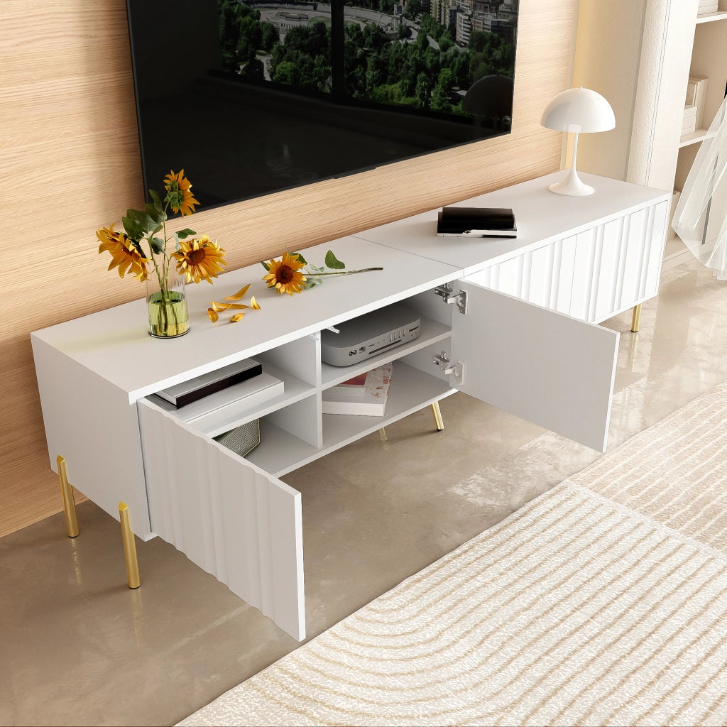 Cassettiera TV bianca; MDF e truciolare; 190 cm