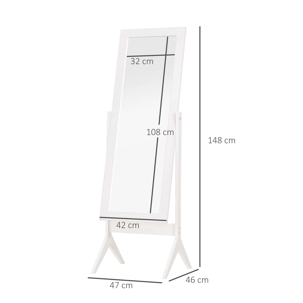 Specchio da Terra Regolabile ¨C Minimal ¨C Bianco 47x46x148 cm