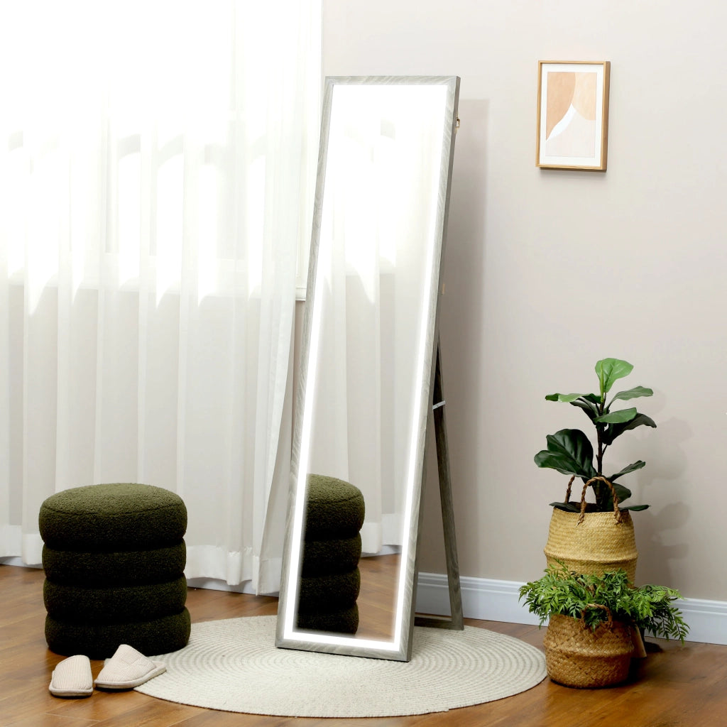 Specchio LED Parete 40x160 cm Touch Dimmabile 3 Colori ¨C zephmum ¨C Grigio
