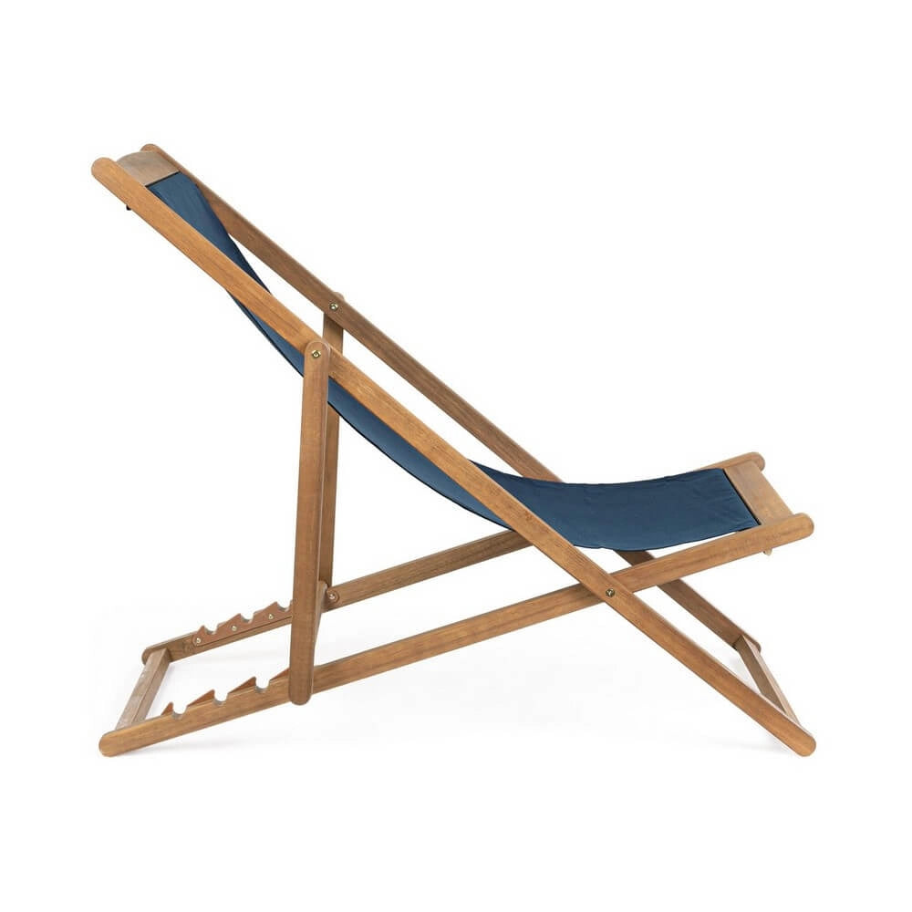 Set di 4 Sdraio Relax Pieghevoli in Legno di Acacia con Tessuto - SERENITY