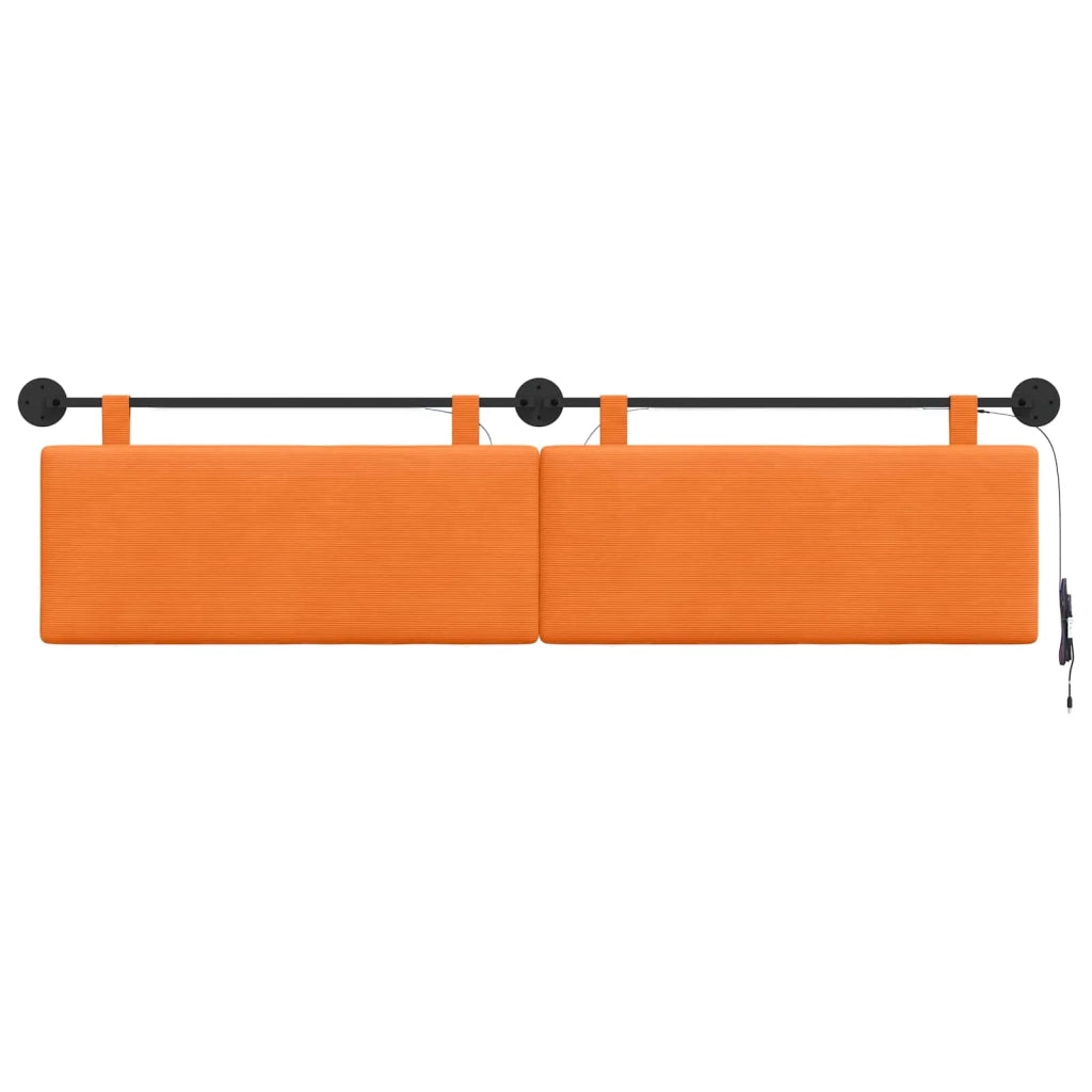 Testiera | Testata sospesa Con luce LED Arancione Tessuto in Cords