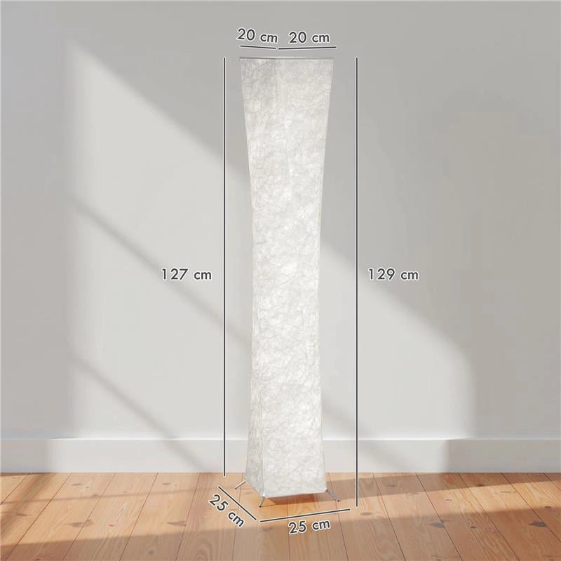 LAMPADA DA TERRA MODERNA CON INTERRUTTORE A PEDALE, IN ACCIAIO E TESSUTO, 25X25X129 CM, BIANCO E ARGENTO