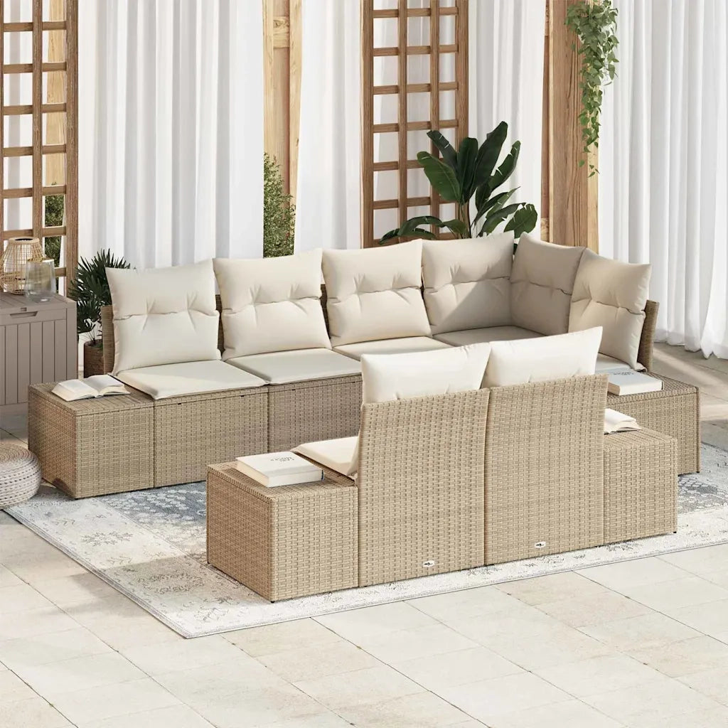 Set Divano da Giardino 7 pcs Beige e Crema polyrattan 3347101