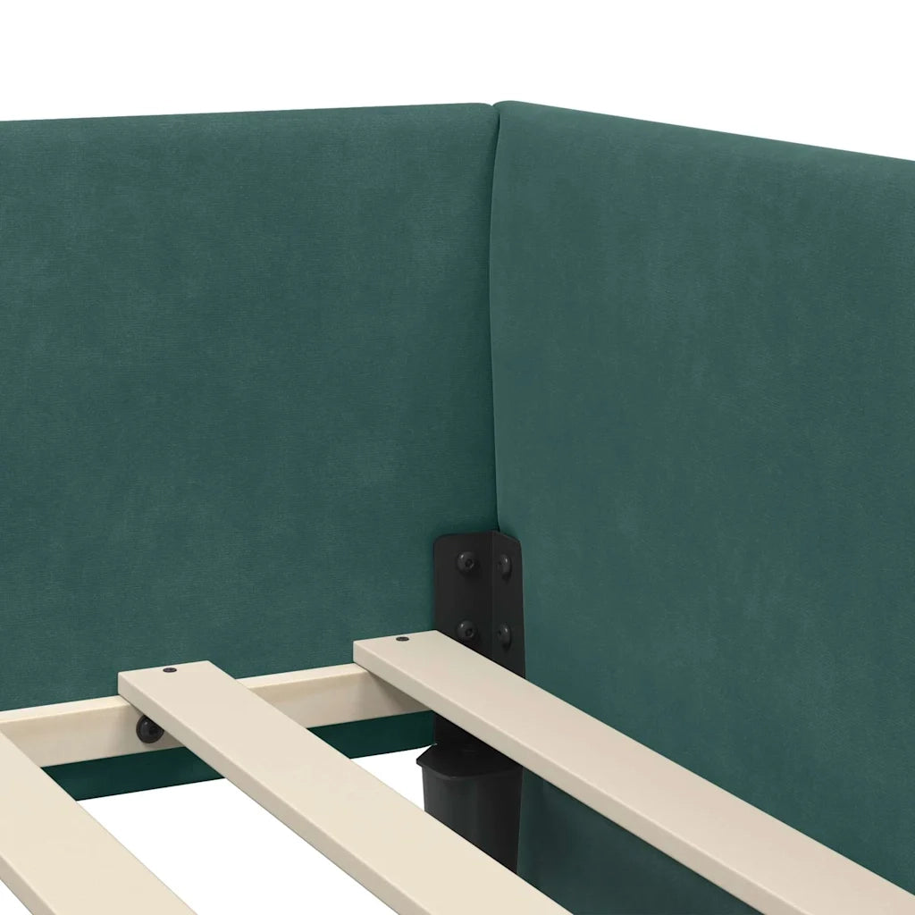 Cornice del letto ad angolo Verde Scuro 100 cm x 200 cm Velluto 42016093
