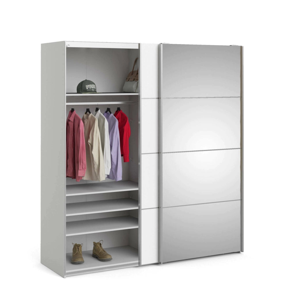 Guardaroba 2 ante Cerreto, Mobile camera da letto, Cabina armadio portabiti, Armadio appendiabiti, 182x64 h202 cm, Bianco