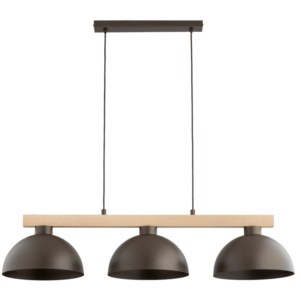 Lampada sospesa scandinava VERTA marrone legno 3xE27 15W Alfa