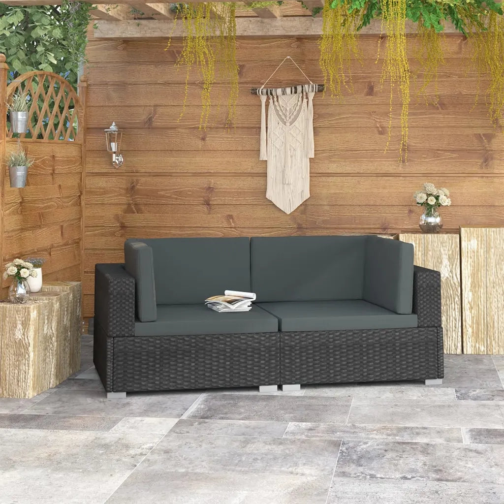 Poltrone Modulari ad Angolo con Cuscini 2 pz Polyrattan Nero CFW7683109